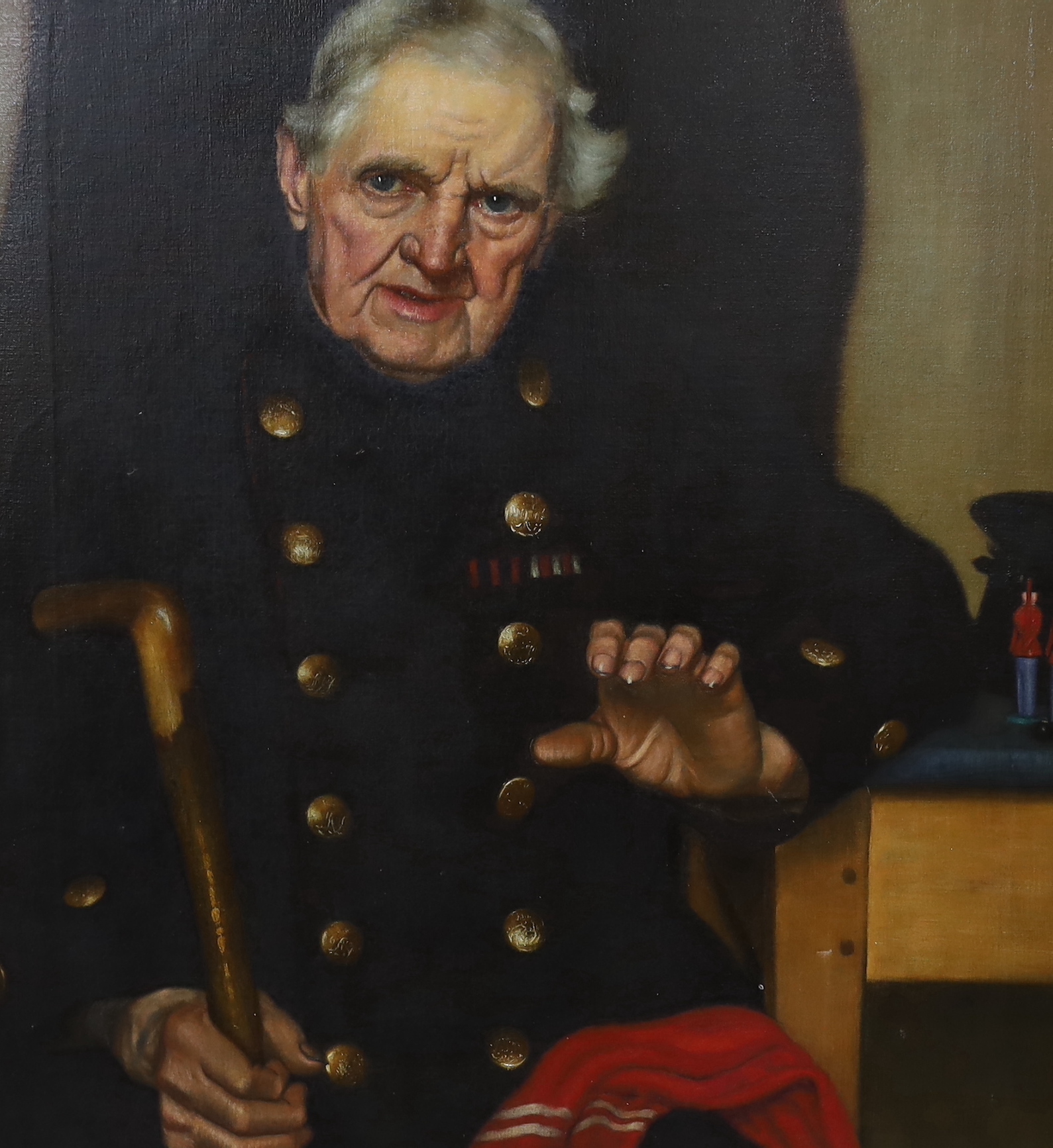 A. Robinson, oil on canvas, Portrait of a Chelsea Pensioner, signed and dated 1894, 74 x 64cm